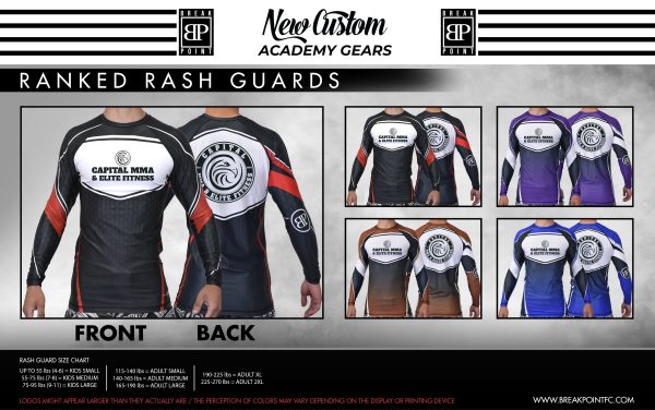 Capital MMA Burke Academy Ranked Long Sleeve Rash Guards #473 For Sale