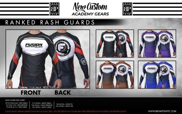 Fusion Mixed Martial Arts Academy Ranked Long Sleeve Rash Guards #454 For Cheap