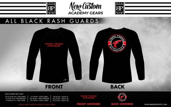 Team Tooke Cypress All Black Custom Rash Guards Long Sleeves #412 Hot on Sale