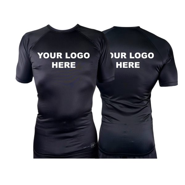 Combative Sports All Black Custom Rash Guards Short Sleeves #389 Online now - Image 2