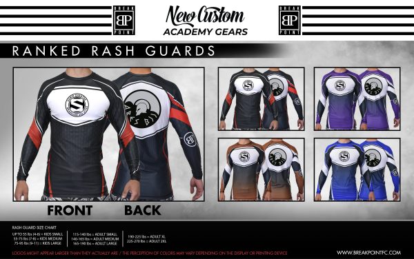 Ares Brentwood BJJ Academy Ranked Long Sleeve Rash Guards #612 For Discount