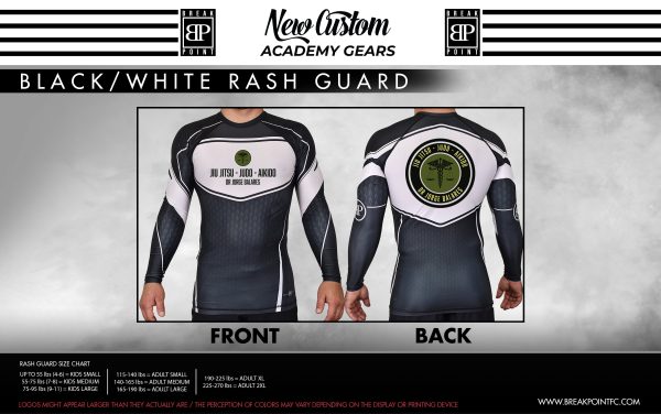 Gracie San Dimas Academy Rash Guards Black White #585 Online now