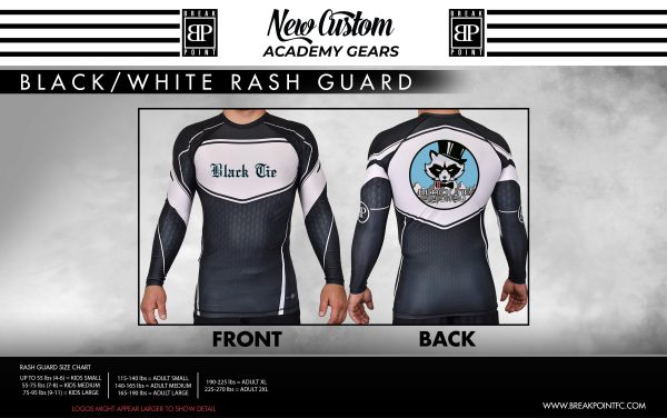 Black Tie BJJ Colorado Academy Rash Guards Black White #638 For Discount