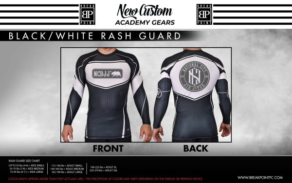 National City BJJ Academy Rash Guards Black White #554 For Cheap