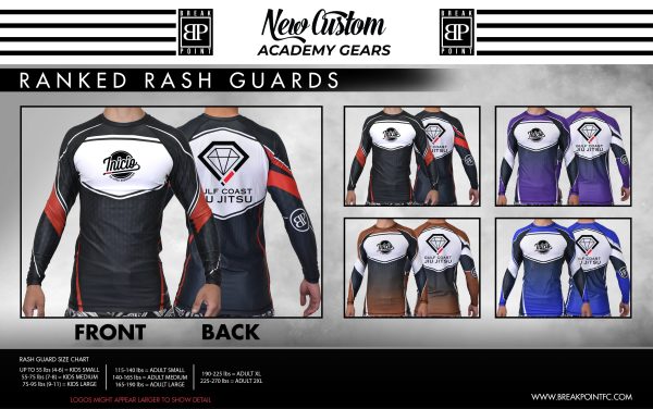 Gulf Coast Jiu Jitsu Academy Ranked Long Sleeve Rash Guards #1035 Discount