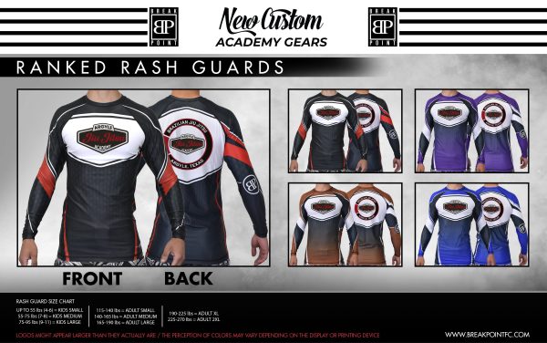 Argyle Jiu Jitsu Academy Ranked Long Sleeve Rash Guards #532 For Cheap