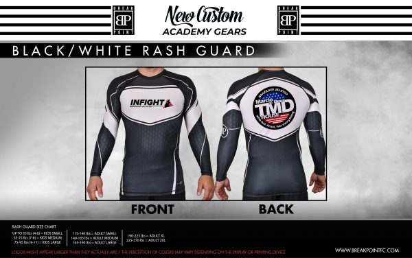 TMDHOUSE Brazilian Jiu jitsu Academy Rash Guards Black White #782 Online Hot Sale