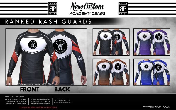 Ares AZ BJJ Academy Ranked Long Sleeve Rash Guards #893 C Hot on Sale