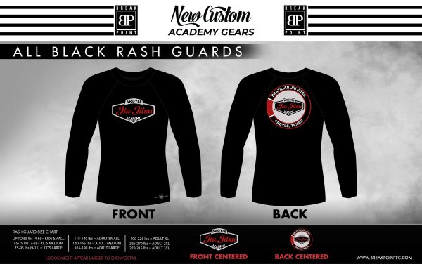 Argyle Jiu Jitsu All Black Custom Rash Guards Long Sleeves #532 A on Sale