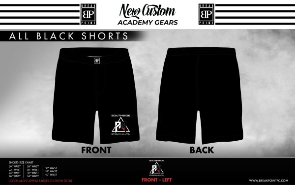 South Side BJJ All Black Custom Shorts #1213 Sale