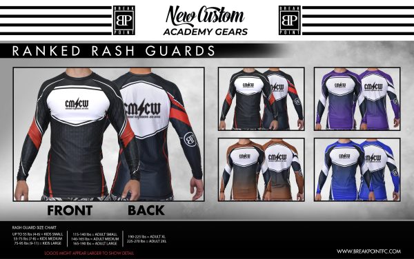 Checkmat Clearwater Academy Ranked Long Sleeve Rash Guards #1062 B For Sale