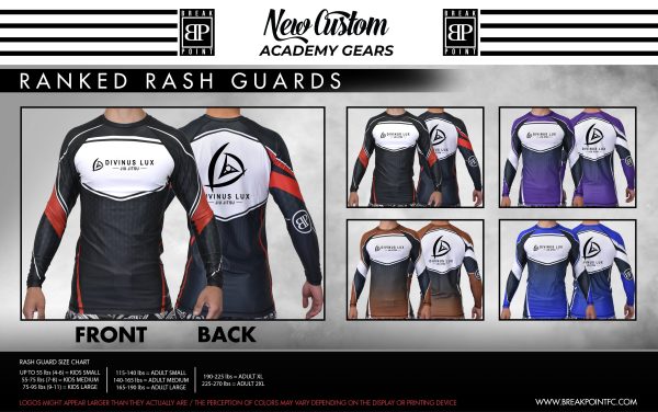 Divinus LUX Jiu Jitsu Academy Ranked Long Sleeve Rash Guards #749 Cheap