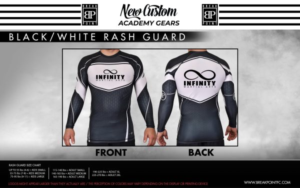 Infinity Martial Arts Academy Rash Guards Black White #960 For Discount