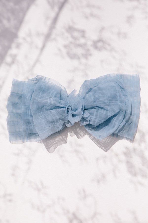 Blue Ruffled Bow Clip Hot on Sale