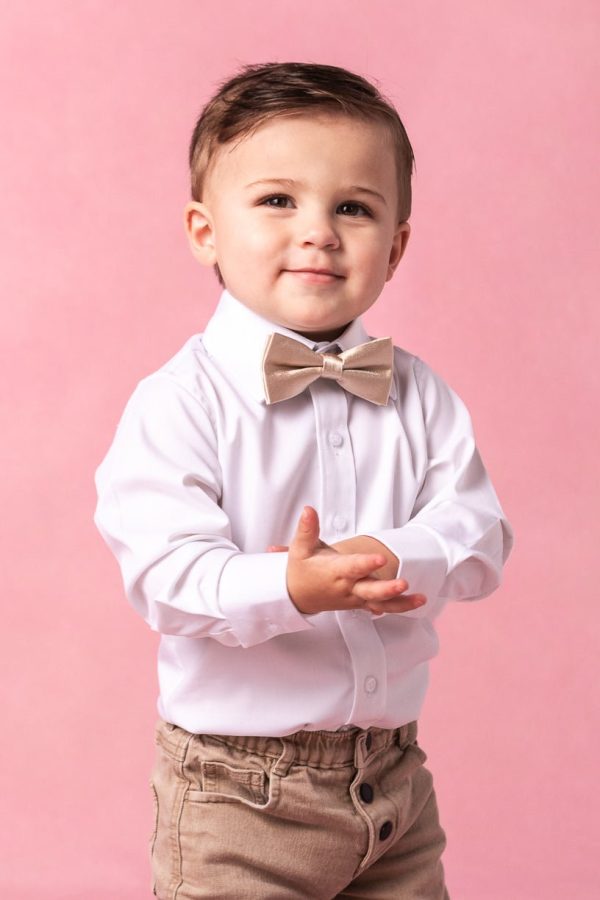 Baby Boys Henry Bow Tie in Champagne For Sale - Image 4