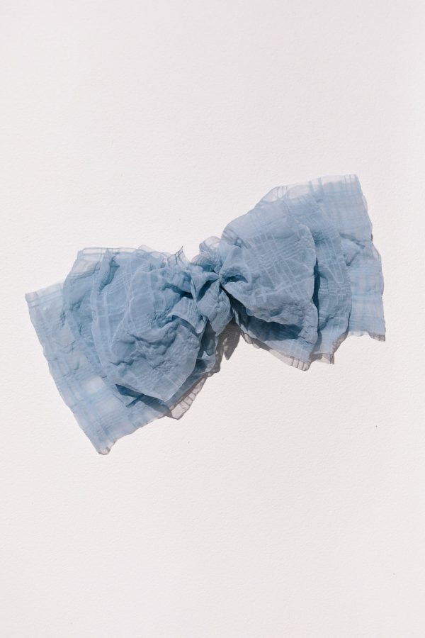 Blue Ruffled Bow Clip Hot on Sale - Image 3