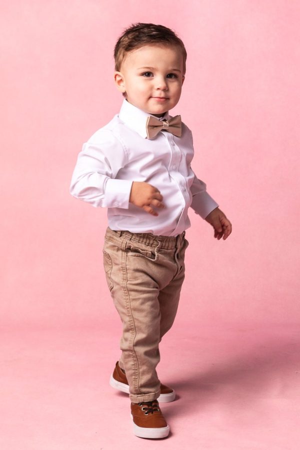 Baby Boys Henry Bow Tie in Champagne For Sale - Image 3