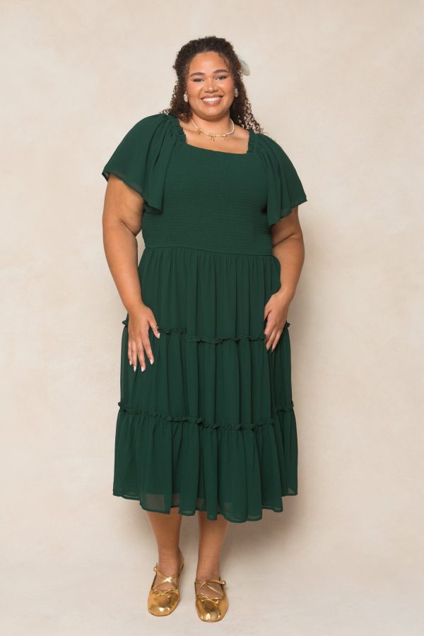 Ellie Dress in Emerald Chiffon For Cheap - Image 3