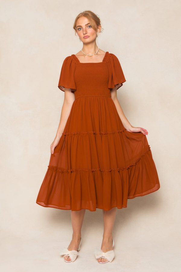 Ellie Dress in Amber Chiffon Online now