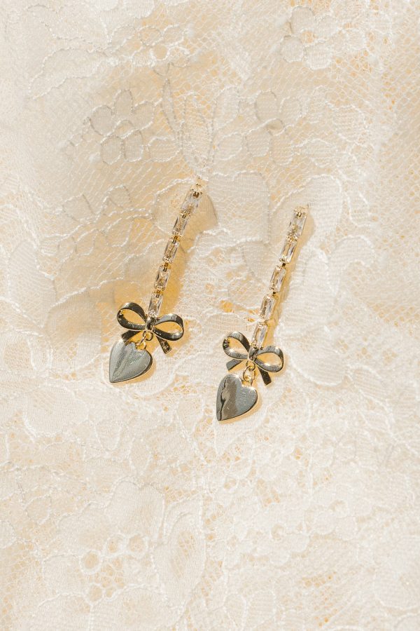 Crystal Heart Drop Earrings on Sale - Image 3