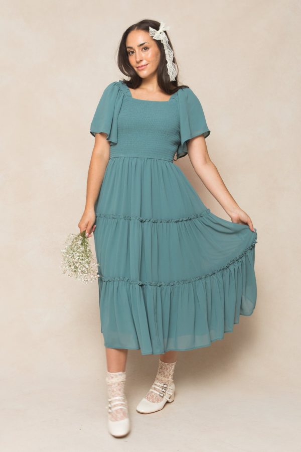 Ellie Dress in Seaglass Chiffon Supply