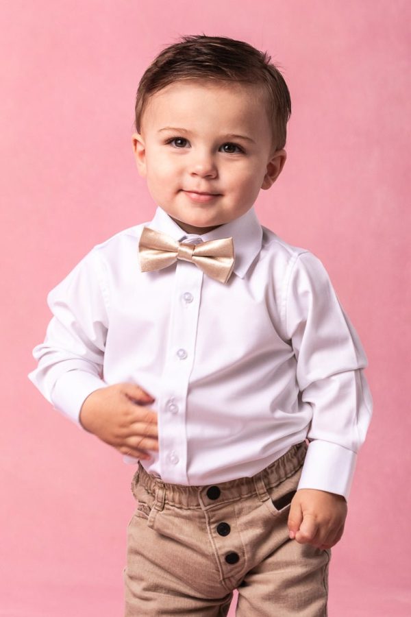 Baby Boys Henry Bow Tie in Champagne For Sale - Image 2