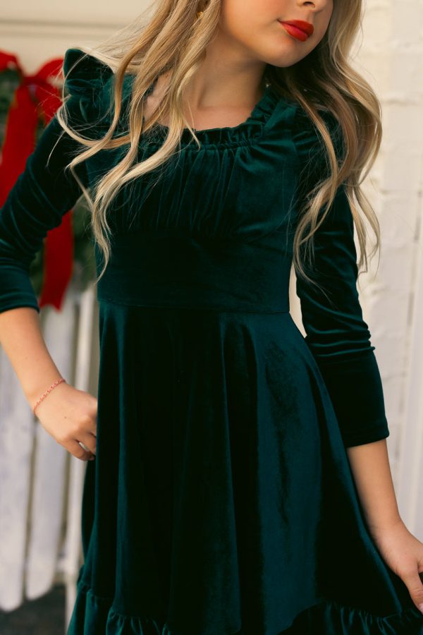 Mini Cleopatra Dress in Emerald Velvet - FINAL SALE Discount - Image 3
