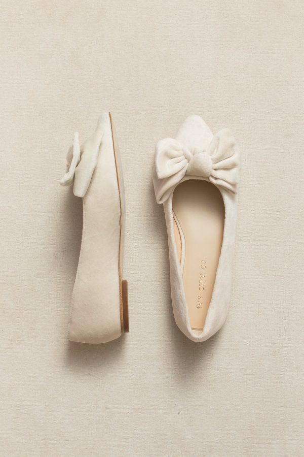 Mini Ivy Bow Flat in Cream - FINAL SALE Discount