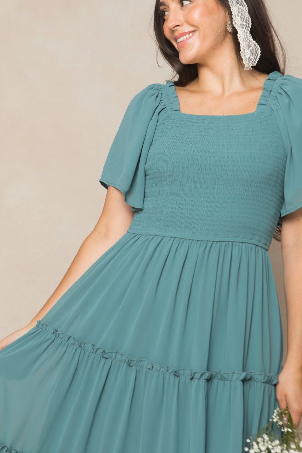 Ellie Dress in Seaglass Chiffon Supply - Image 4