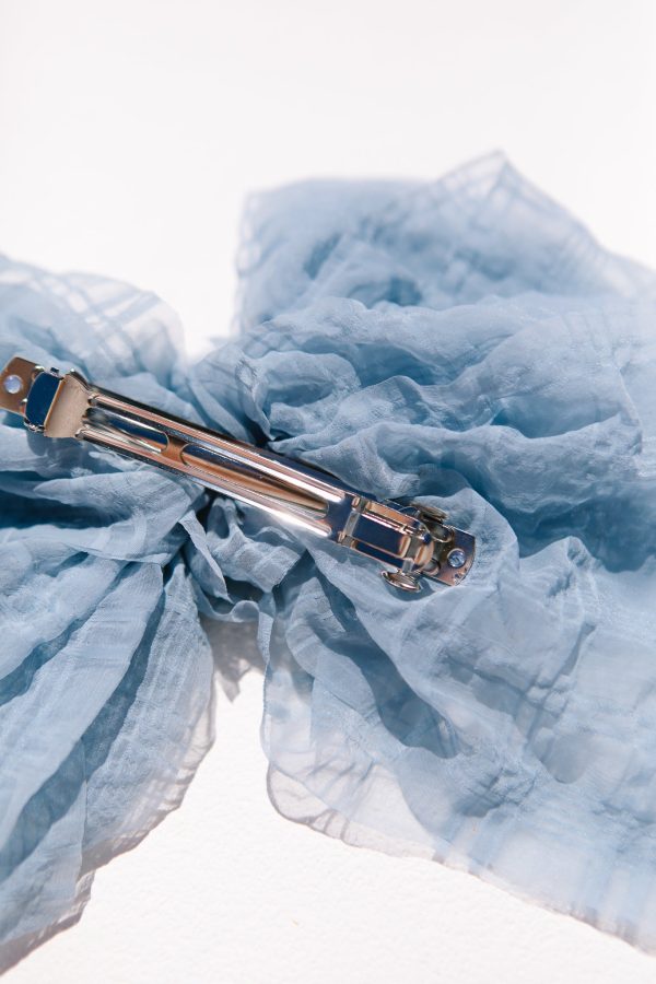 Blue Ruffled Bow Clip Hot on Sale - Image 4