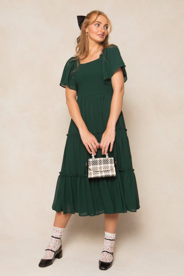 Ellie Dress in Emerald Chiffon For Cheap - Image 2