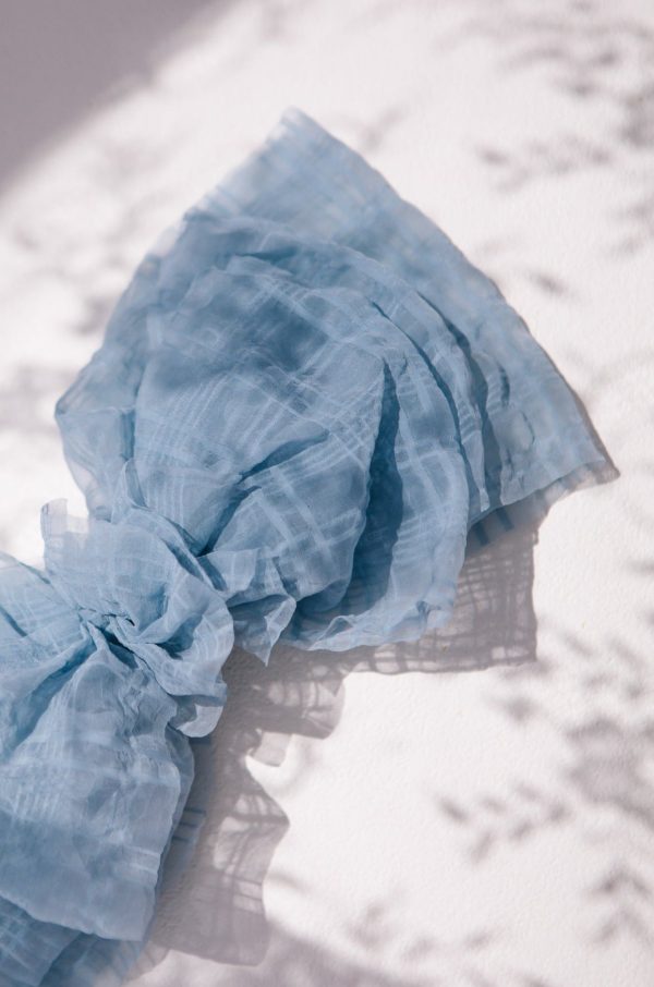 Blue Ruffled Bow Clip Hot on Sale - Image 2