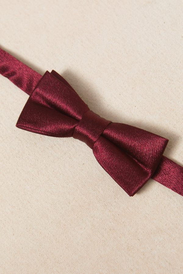 Baby Boys Henry Bow Tie in Wine Satin For Sale