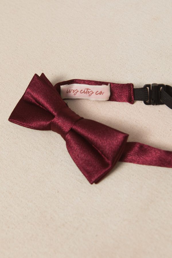 Baby Boys Henry Bow Tie in Wine Satin For Sale - Image 3