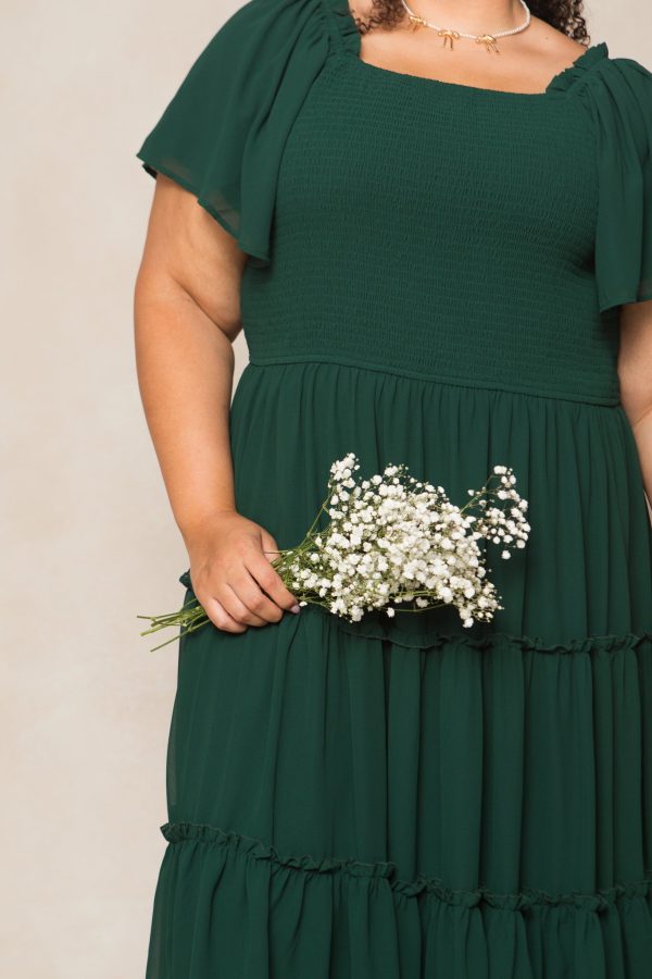 Ellie Dress in Emerald Chiffon For Cheap - Image 4