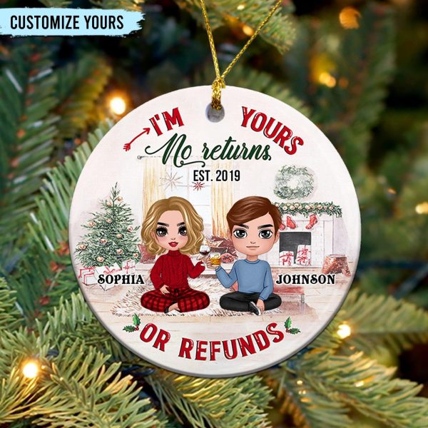 I m Yours Couple Personalized Round Ornament, Christmas Gift for Couples, Husband, Wife, Parents, Lovers - RO115PS02 Online now - Image 2