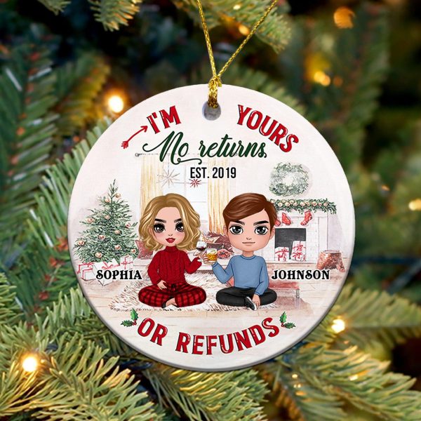 I m Yours Couple Personalized Round Ornament, Christmas Gift for Couples, Husband, Wife, Parents, Lovers - RO115PS02 Online now - Image 3