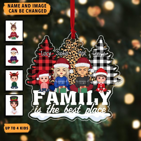 Family is The Best Place Family Personalized Custom Shaped Acrylic Ornament, Christmas Gift for Couples, Husband, Wife, Parents, Lovers - SA004PS02 Fashion - Image 2